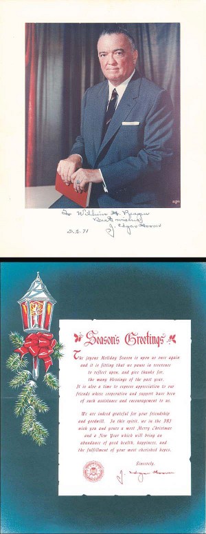 J. Edgar Hoover Portrait and Christmas Card